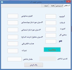 نرم افزار محاسبه شاخص کیفیت آب برای پارامترهای متداول کیفی در منابع آب