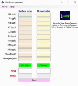نرم افزار محاسبه شاخص کیفیت آب برای پارامترهای سمی در منابع آب